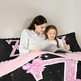 thumbnail image 5 of Manfei Letter Z Monogrammed Full Size Comforter Sets,Pink Bow Bowtie Bedding Comforter Set,Galaxy Starry Sky Bedding Sets For Child,Microfiber Room Decorative Reversible,3pcs, 5 of 8