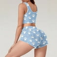 thumbnail image 4 of Women Pajama Set Cute Paw Print Sleepwear 2 Piece Crop Tank Top and Shorts Soft Stretchy Loungewear Outfits, 4 of 5