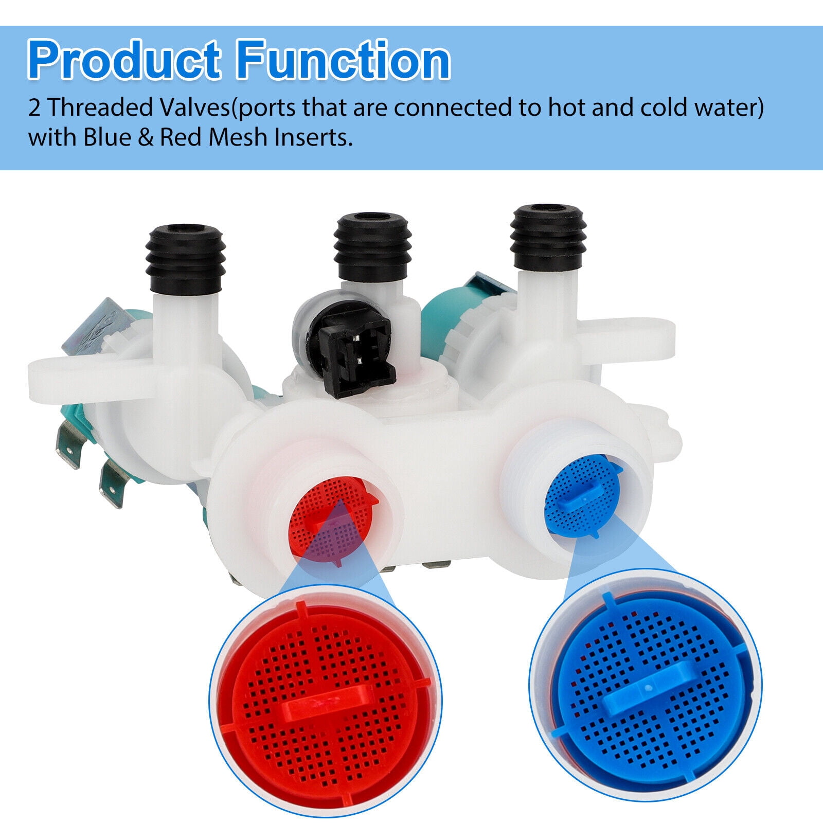 Washing Machine Water Inlet Valve Kit for Whirlpool W11096267 W11165546 TAPDRA Spare Part