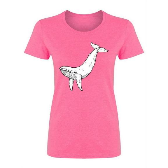 Big Whale Sketch Shaped T-Shirt Women -Image by Shutterstock, Female XX-Large
