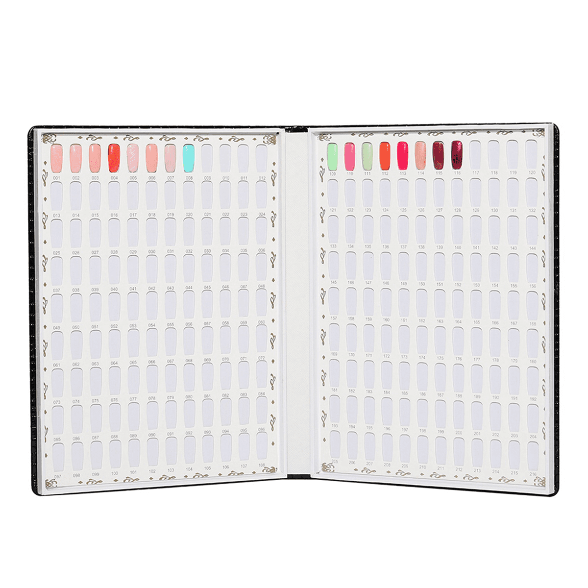 4X 216 Colors Nail Tips Display Book DIY Nail Art Showing Shelf Gel Color Card Chart Painting Display Board Black