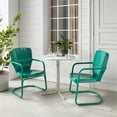 thumbnail image 2 of Crosley Furniture Ridgeland Ensemble Bistro d'Extérieur en Métal 3 Pcs, Fini Turquoise Lustré, 2 of 8