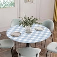 thumbnail image 5 of Light Blue Plaid Round Tablecloth for 36-44 Inch Tables, Fitted Table Cover with Elastic Edge, Modern Minimalist Country Waterproof Outdoor Table Cloth Protector for Patio Garden Dinner Picnic, 5 of 9