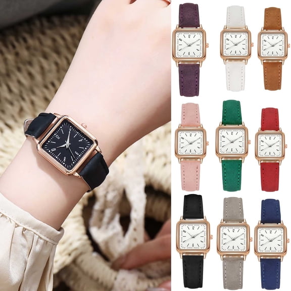 Resicozy Watches for Women, Square Women's Leather Watch with Elegant Stylish Dial Design, Daily Watch, Quartz Dress Watch - Gifts for Her Gray