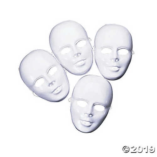 12 Pack Plastic Halloween White Drama Party Kids Face Masks Walmartcom