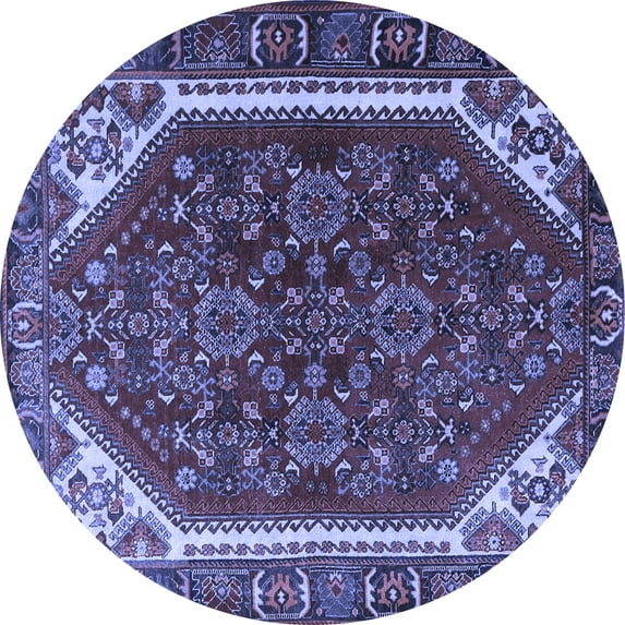Ahgly Company Indoor Round Persian Blue Traditional Area Rugs, 4' Round