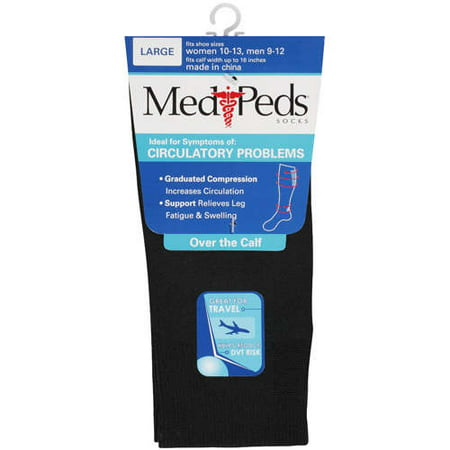 MediPeds Over the Calf Massaging Large Dress Socks Black - Walmart.com