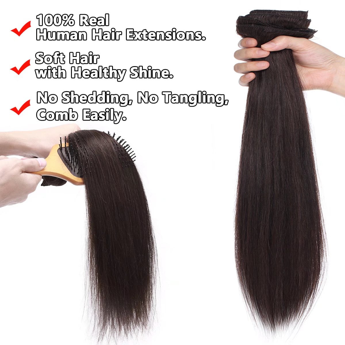 MY-LADY Extra Thick Clip in 100% Remy Human Hair Extension Double Weft Full Head Natural Hairpiece 110-170g #GREY 14inch