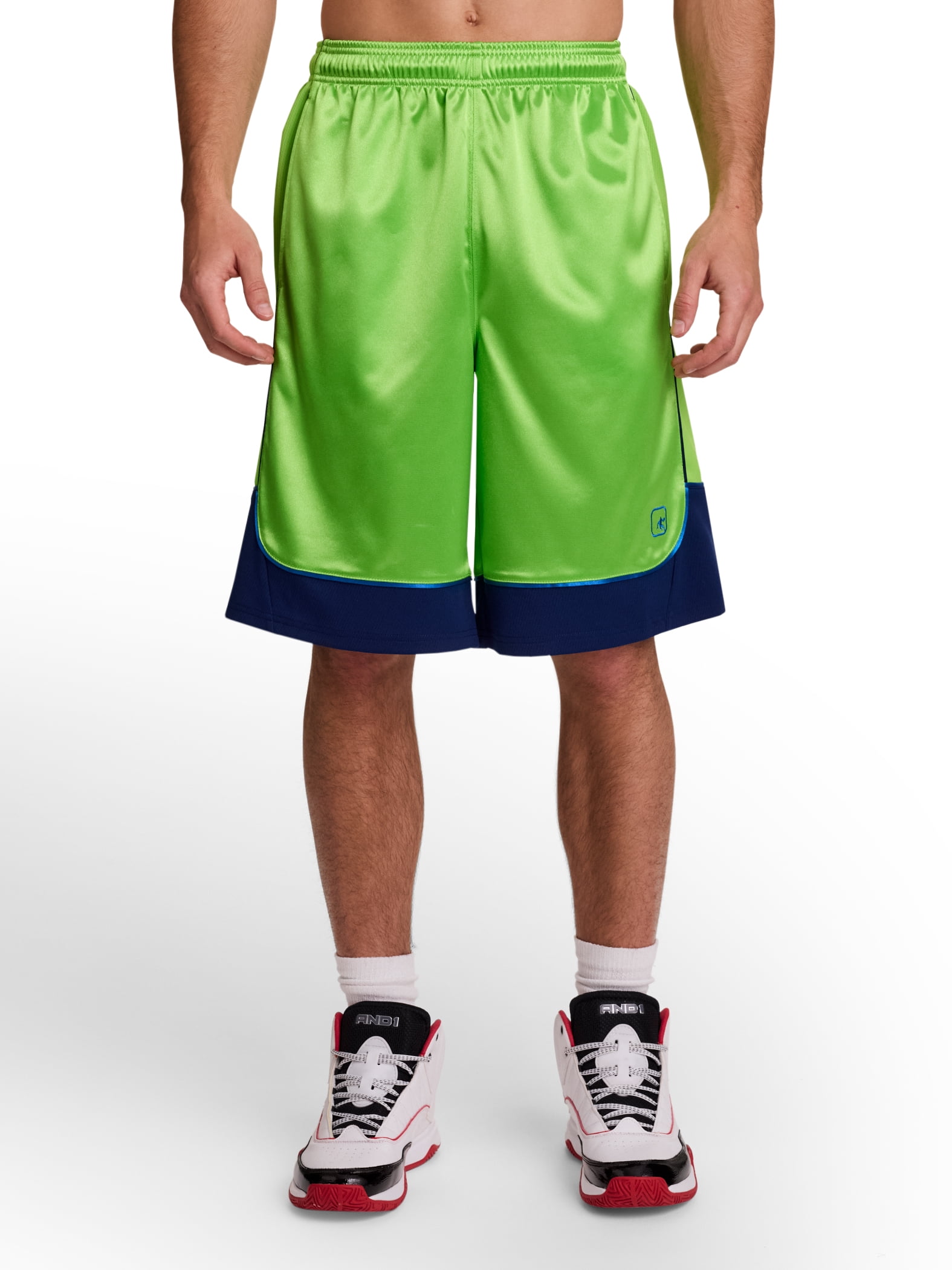 AND1 Men's and Big Men's All Court Colorblock Short, 11" inseam, up to Size 5XL