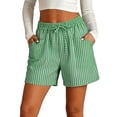 thumbnail image 3 of Women's Striped Shorts with Pocket Drawstring Shorts Elastic Waist Casual Linen Cotton Loose Fit Summer Shorts Daily & Vacation Wear Athletic Workout Shorts, 3 of 9