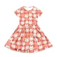 thumbnail image 3 of yuCgh Girls Easter Party Dress, Short Sleeve Summer Dress with Pocket & Floral Print, Lightweight Casual Easter Dress for Children,Red 110, 3 of 5