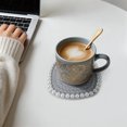 thumbnail image 4 of Unique Bargains 1 Pc Square Pearl Heat Insulation Mat Drink Coaster Gray Cotton rope, 4 of 5