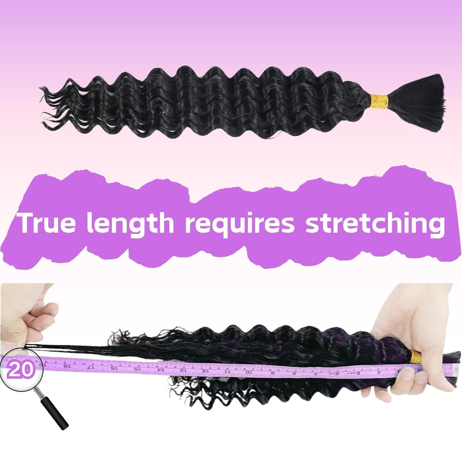 Deep Braiding Hair for Black Women Deep Wave Bulk Hair for Braiding 20inch 150g for Deep Wave Braiding Hair Extensions Synthetic  Braiding Hair for Boho Braids No Weft (TBUG 2Pack)