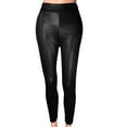 thumbnail image 2 of DDAPJ pyju Women's Shiny Faux Leather Yoga Pants, High Waisted Tummy Control Casual Leggings Daily Sales Black S, 2 of 6
