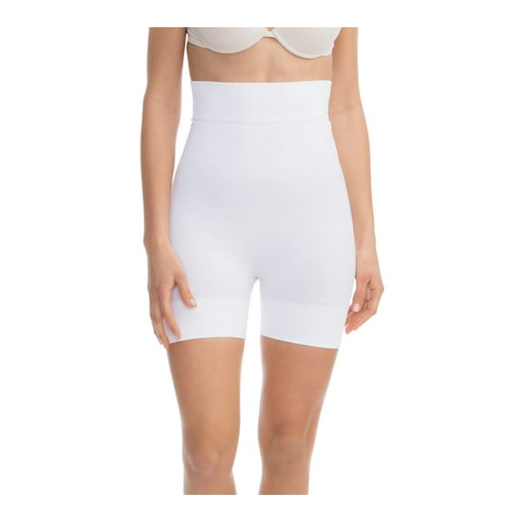 Farmacell Women's High-Waisted Mid-Thigh Shorts, with Flat Tummy and Push-up Effect, Made in Italy, White, S, Cod. 602