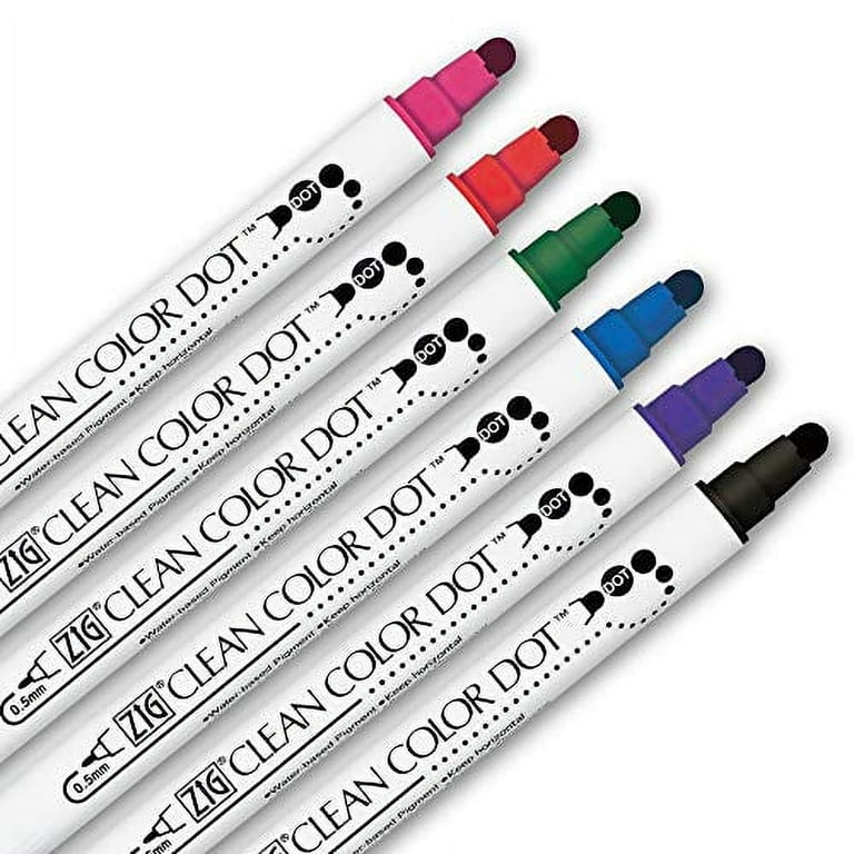 Kuretake ZIG Clean Color Dot SINGLE 6/Pkg-Fluorescent - 847340040804