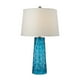 Lampe de Table LED en Verre Martelé Bleu avec Abat-Jour en Lin Blanc Pur – image 1 sur 1