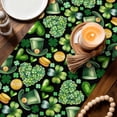 thumbnail image 3 of St. Patrick's Day Table Runner - 90 Inch Long Spring Shamrocks Green Love Hats Plants Black Cotton and Linen Blended Dress Scarves Farmhouse Table Runner for Kitchen Dining, Coffee Table, 13" x 90", 3 of 8