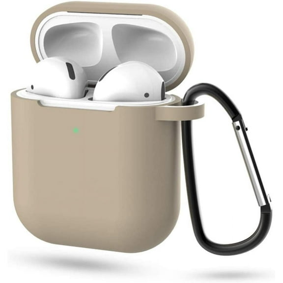 Silicone Skin Case for Airpods Bluetooth Charging Case Protective Earphone Cover Case Shockproof Sleeve with Hook (Coffee)