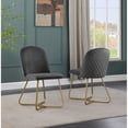 thumbnail image 4 of 5pc Black Wood Top Dining Set with Gray Velvet Chairs and Gold Base, 4 of 5