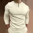 thumbnail image 2 of YDLCAFD Men's Casual Solid Zipper Collarless Tops Blouse Long Sleeve Polos Shirt, 2 of 2