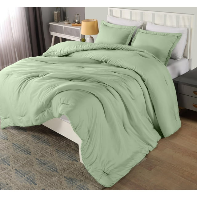 Juego de edredón King Utopia Bedding, color verde salvia, 229 x 259 cm
