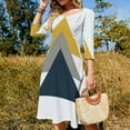 thumbnail image 4 of Abstract Triangles Geometric Art Print Flare Dress Square Neck Dress Elegant Female Fashion Printed Dress, 4 of 9