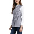 thumbnail image 4 of INSPIRE CHIC Women's Sleeveless Jacket Drawstring Waist Zip Up Cotton Cargo Vest with Pocket Cement Gray S, 4 of 6