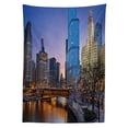 thumbnail image 3 of Ambesonne Landscape Tablecloth Rectangular Table Cover, Chicago River Scenery, 52"x70", Multicolor, 3 of 4