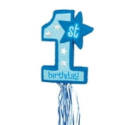 Blue 1st Birthday Pull String Pinata