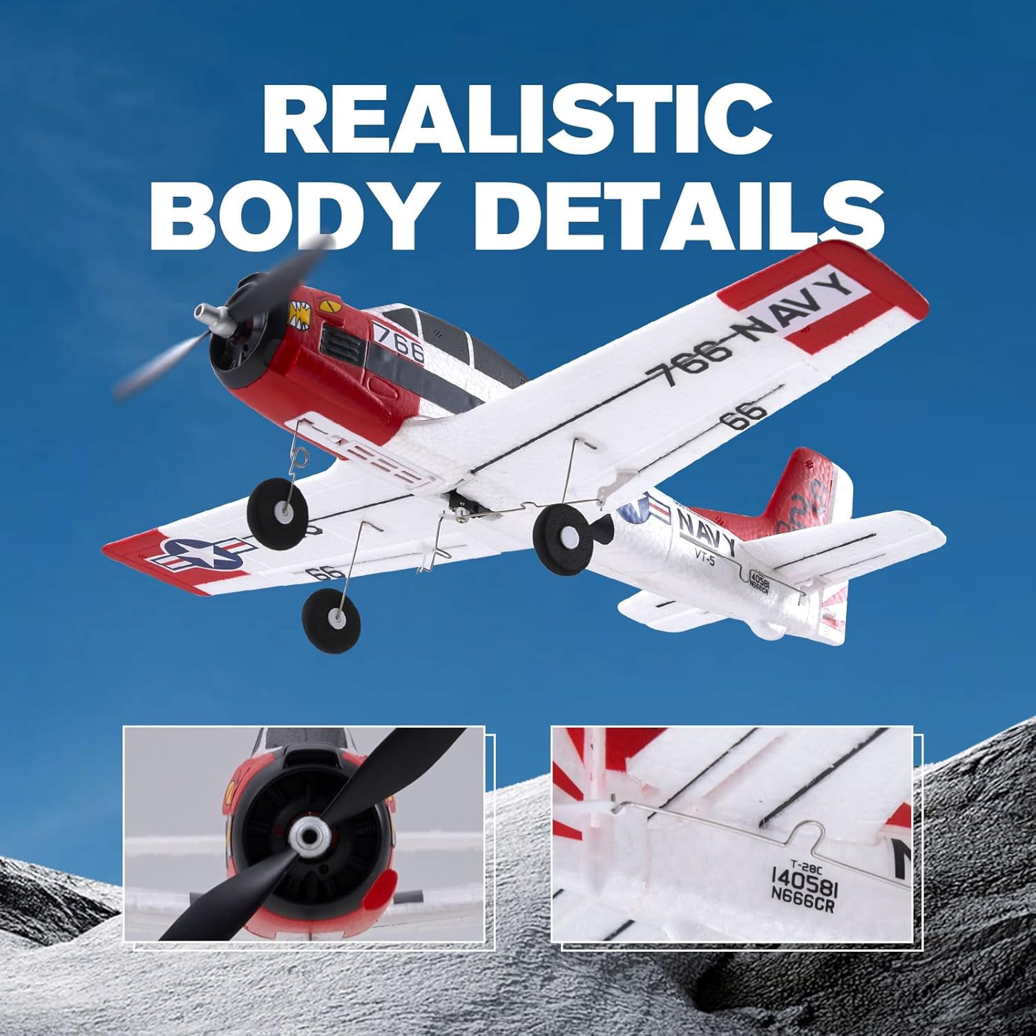 FMS 410mm T-28 Trojan RTF Mini RC Airplane Beginner RC Plane