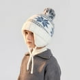 thumbnail image 2 of Auroural Outfit Hat Winter winter hats for Kids Fleece Hat with Ear Protection 4-10 Years Children Winter Windproof And Cold-proof Boys And Girls Outdoor Ear Protection Wool Ball Knitted Wool Hat, 2 of 6