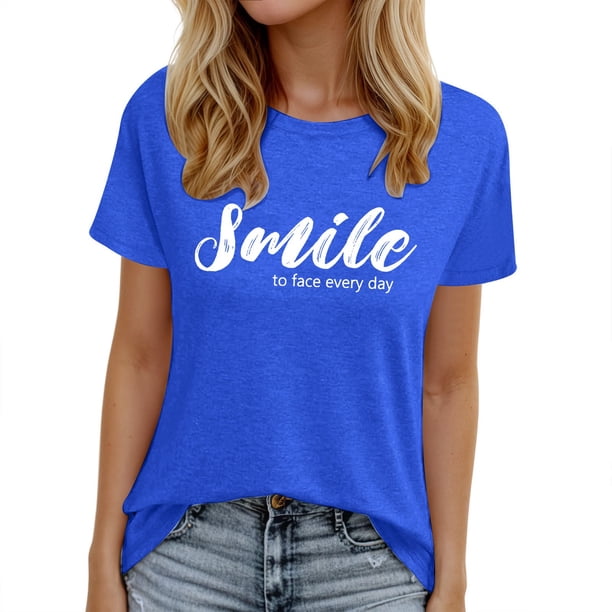 Camiseta informal de manga corta con cuello en V y estampado para mujer - Poliéster y spandex, transpirable, diseño floral - Top de moda para verano/otoño