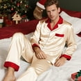 thumbnail image 6 of Family Christmas Pajamas Matching Sets Silk Satin Holiday Matching Pajamas Sets Long Sleeve Button Down Comfy Loungewear Sets, 6 of 7