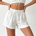 thumbnail image 4 of JUSLIO Women Shorts,Drawstring Waist Mid-Length Shorts,Cotton Lightweight Casual,White,Size L, 4 of 7