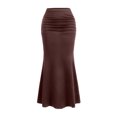 thumbnail image 4 of Junboys Women's Fishtail Midi Skirt - Sexy Flowy Bodycon Skirts for Women, Solid Color Summer Skirt for Club & Cocktail Evening,Brown S, 4 of 4