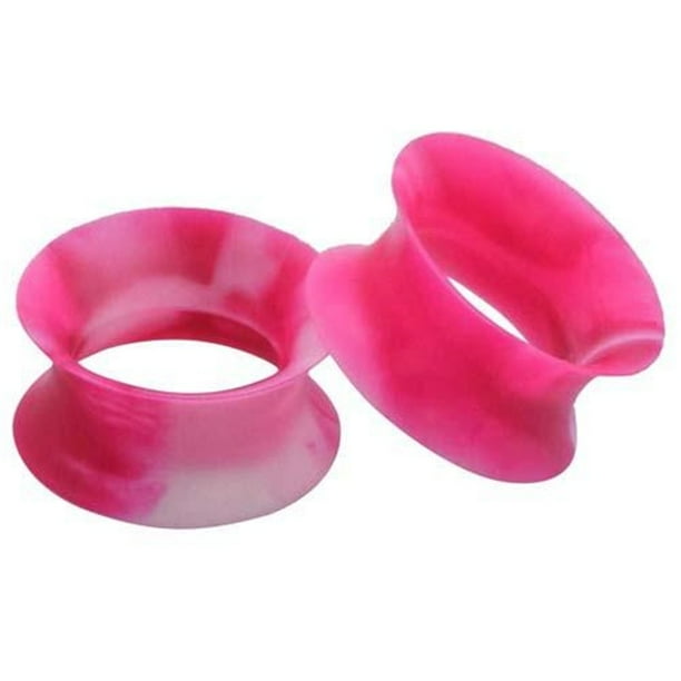 Piercing Expansor De Oído Silicona Negra Blanca Fluorescente