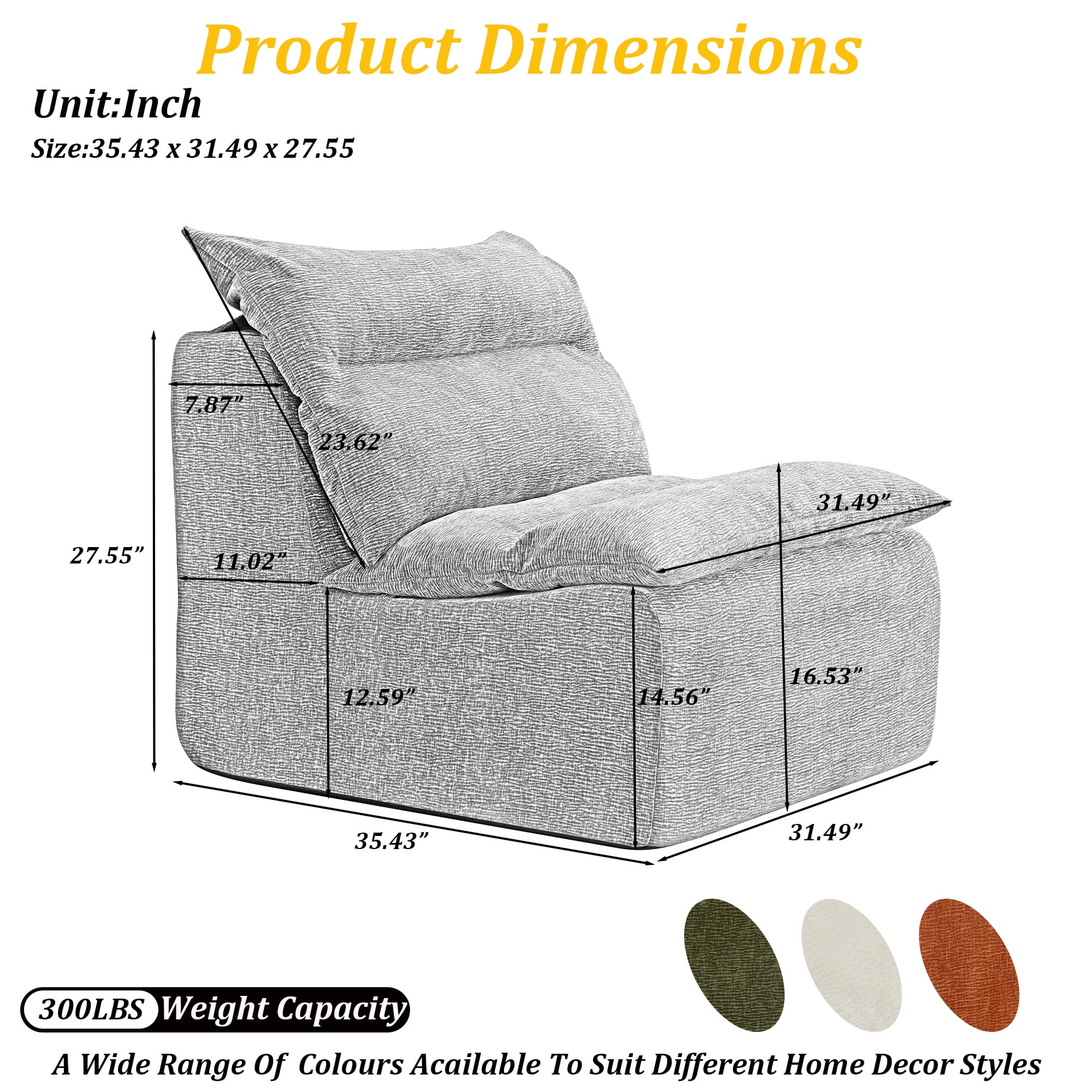 Memory Foam Bean Bag Sofa Chair ,Ultimate Comfort for Lounging, Gaming & Relaxing with Removable, Washable Cover