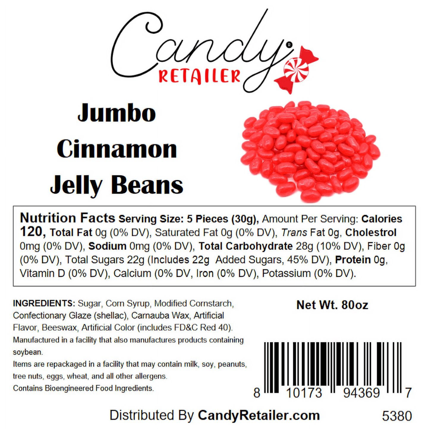 Candy Retailer Jumbo Jelly Beans (Cinnamon, 5 Lb)