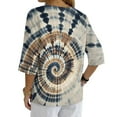 thumbnail image 2 of Xoenoiee Tie Dye Print Womens Cotton Linen Button Down Shirts 3/4 Sleeve Casual Loose Fit V Neck Stylish Breathable Summer Spring Blouses Top, 4XL, 2 of 7