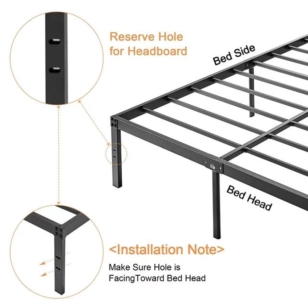 Gewnee Heavy Duty Full Size Metal Platform Bed Frame with Under Bed Storage Space,Black