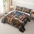thumbnail image 3 of Castle Fairy Vintage USA Flag Whitetail Deer Quilt King for Teens,Autumn Maple Birch Rustic Wood King Coverlet Set,Brown Red Cream, 3 of 7