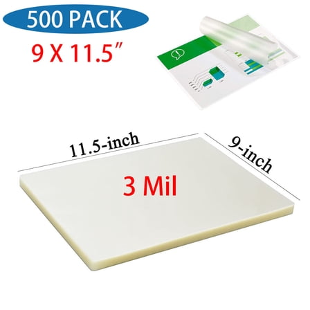 3 Mil 500 Thermal Laminating Sheets Laminator Pouches 9"x11.5" Clear Letter Size