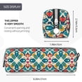 thumbnail image 5 of XMXT Leather Pencil Case, Moroccan Style Geometric Print Large Capacity Pencil Pouch for Student Teens Women, 5 of 9