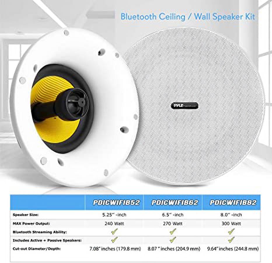 Pyle Wi-Fi Bluetooth 5.25” In-Wall/Ceiling Dual Active & Passive Speaker System W/ 240 Watts Remote - image 3 of 6
