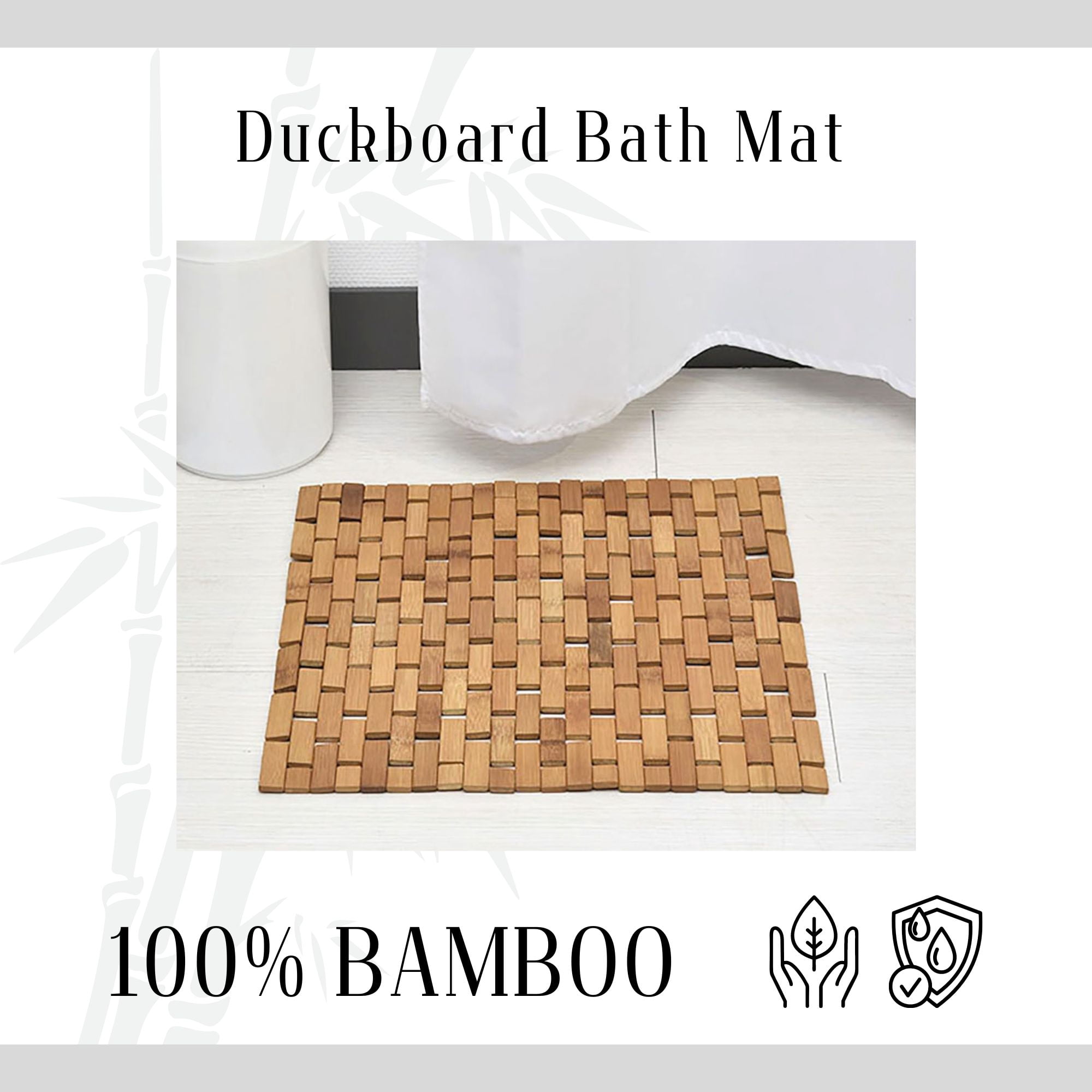 Evideco French Home Goods Square Natural Bamboo Bathroom Mat - Non Slip Bath Mat - Perfect for Shower, Spa, Sauna and Bathroom Decor - Foldable Duckboard, 18 x 18 inches, Light Brown
