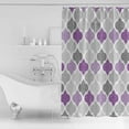 thumbnail image 2 of Geometric Morocco Shower Curtain, 48" x 72", Quatrefoil Lattice Purple Grey Waterproof Bathroom Curtain Washable Shower Curtain Set with 12 Hooks, 2 of 6