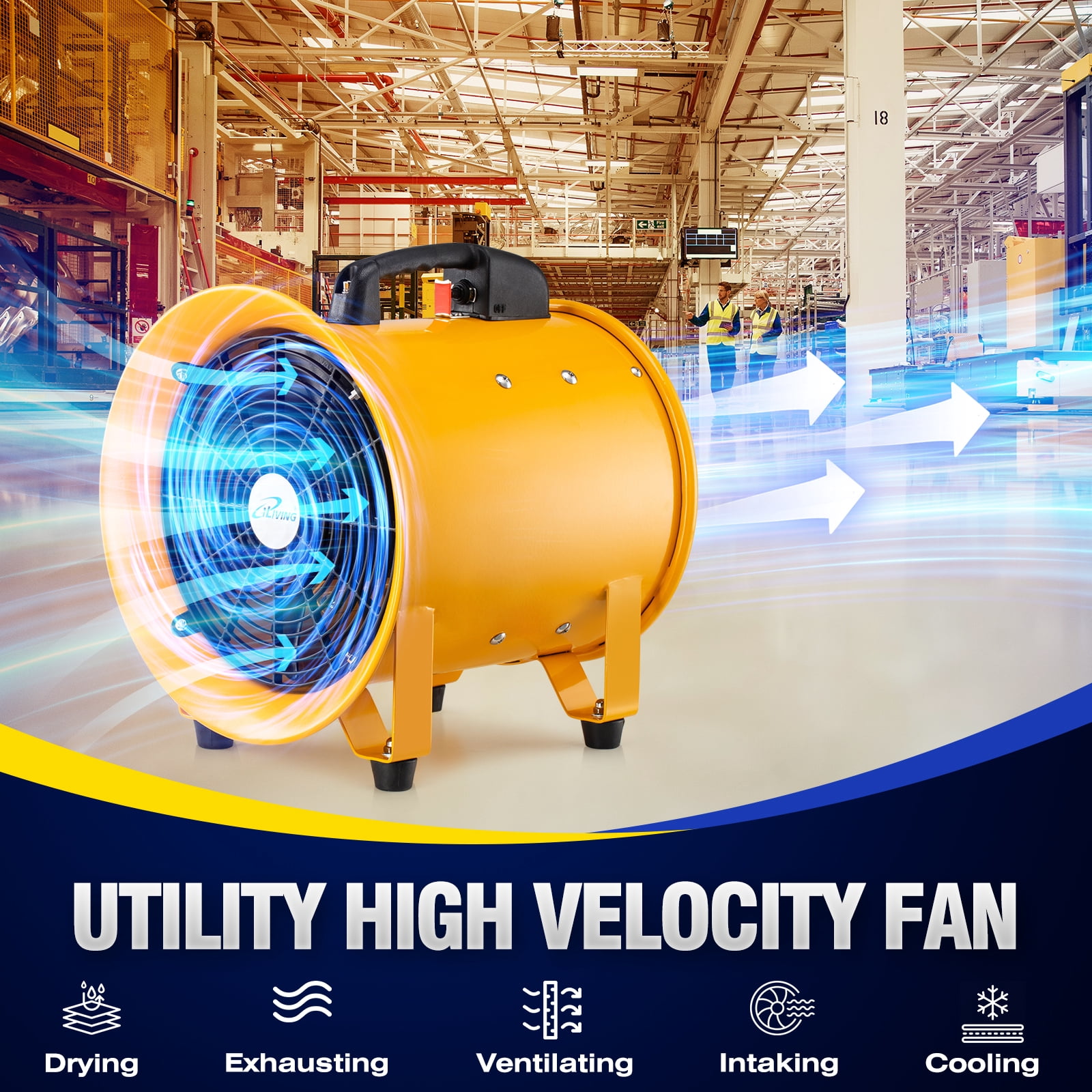 iLIVING 12 inch Utility Blower Exhaust Warehouse Ventilator Fan, 550W, 3450RPM