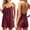 Wine, variant on Women's Spaghetti Strap Scoop Neck Backless Romper Loose Casual Summer Outfit with Pockets