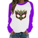 thumbnail image 2 of Xuyuer Mardi Gras Shirts for Women Shirt Funny Mask Graphic Tee Carnival Long Sleeve Shirt V Neck Top, 2 of 6